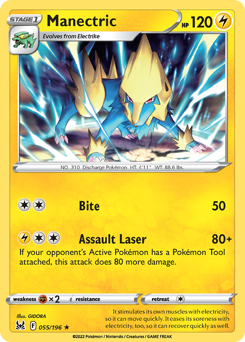 Manectric #055/196 Rare (Normal) / Lost Origin