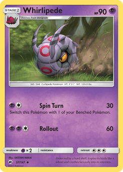 Whirlipede #057/147 Uncommon (Reverse Holofoil) / Burning Shadows