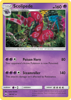 Scolipede #058/147 Rare (Reverse Holofoil) / Burning Shadows