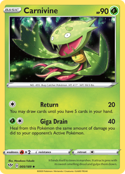 Carnivine #005/189 Uncommon (Reverse Holofoil) / Darkness Ablaze