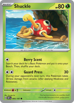 Shuckle #005/197 Common (Reverse Holofoil) / Obsidian Flames