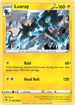 Luxray #062/192 Holo Rare (Reverse Holofoil) / Rebel Clash