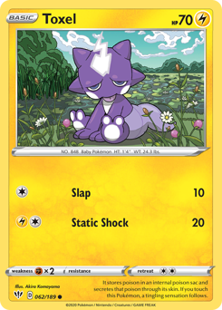Toxel #062/189 Common (Reverse Holofoil) / Darkness Ablaze