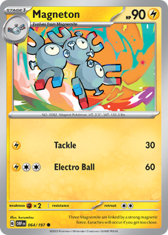 Magneton #064/197 Common (Reverse Holofoil) / Obsidian Flames