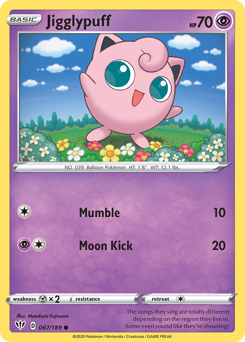 Jigglypuff #067/189 Common (Reverse Holofoil) / Darkness Ablaze