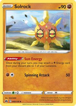 Solrock #069/159 Uncommon / Crown Zenith