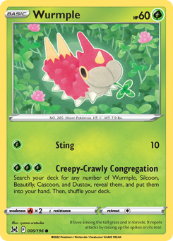 Wurmple #006/196 Common (Reverse Holofoil) / Lost Origin