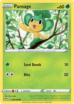 Pansage #006/189 Common (Reverse Holofoil) / Darkness Ablaze