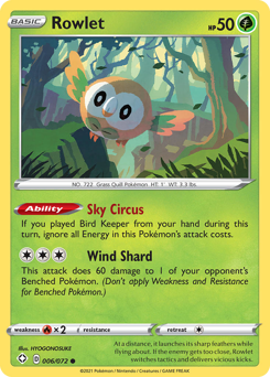 Rowlet #06/72 Common (Reverse Holofoil) / Shining Fates