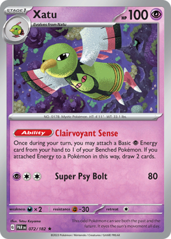 Xatu #072/182 Rare (Reverse Holofoil) / Paradox Rift