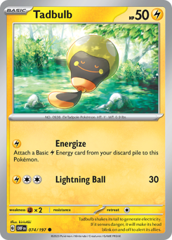 Tadbulb #074/197 Common (Reverse Holofoil) / Obsidian Flames