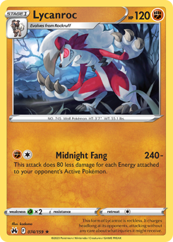 Lycanroc #074/159 Rare (Normal) / Crown Zenith