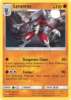 Lycanroc #075/147 Holo Rare (Reverse Holofoil) / Burning Shadows