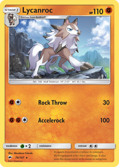 Lycanroc #076/147 Rare (Reverse Holofoil) / Burning Shadows