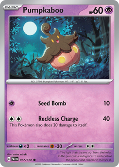 Pumpkaboo #077/182 Common (Reverse Holofoil) / Paradox Rift