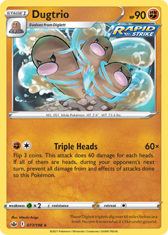 Dugtrio #077/198 Rare (Reverse Holofoil) / Chilling Reign