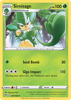 Simisage #007/189 Uncommon (Reverse Holofoil) / Darkness Ablaze