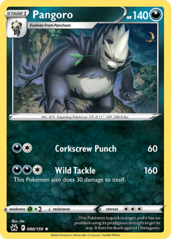 Pangoro #080/159 Rare (Reverse Holofoil) / Crown Zenith
