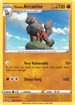 Hisuian Arcanine #084/196 Holo Rare (Reverse Holofoil) / Lost Origin