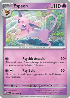 Espeon #086/197 Uncommon (Reverse Holofoil) / Obsidian Flames