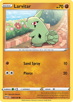 Larvitar #086/189 Common (Reverse Holofoil) / Darkness Ablaze