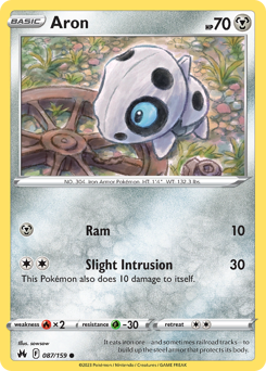 Aron #087/159 Common (Reverse Holofoil) / Crown Zenith
