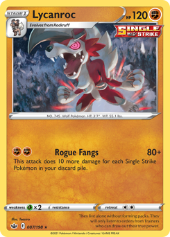 Lycanroc #087/198 Holo Rare (Reverse Holofoil) / Chilling Reign
