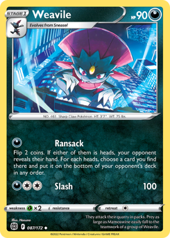 Weavile #087/172 Uncommon (Reverse Holofoil) / Brilliant Stars