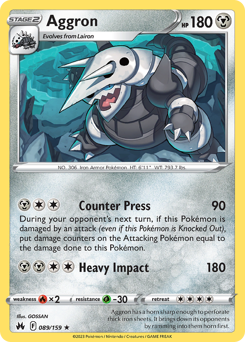 Aggron #089/159 Holo Rare (Reverse Holofoil) / Crown Zenith