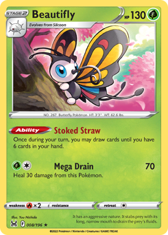 Beautifly #008/196 Holo Rare (Reverse Holofoil) / Lost Origin
