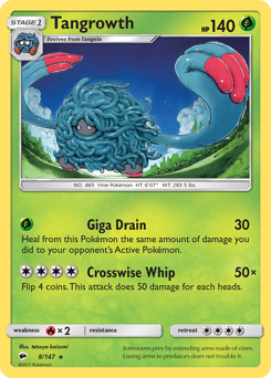 Tangrowth #008/147 Rare (Reverse Holofoil) / Burning Shadows