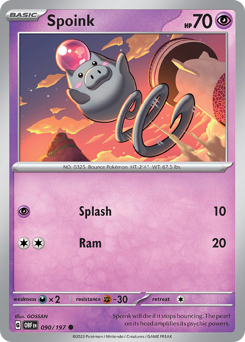 Spoink #090/197 Common (Reverse Holofoil) / Obsidian Flames