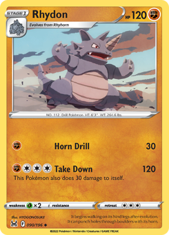 Rhydon #090/196 Uncommon (Reverse Holofoil) / Lost Origin