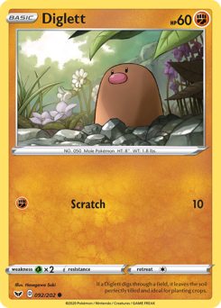 Diglett #092/202 Common (Reverse Holofoil) / Sword & Shield