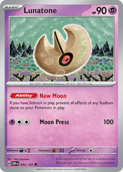 Lunatone #092/197 Uncommon (Reverse Holofoil) / Obsidian Flames