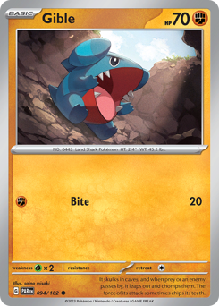 Gible #094/182 Common (Reverse Holofoil) / Paradox Rift