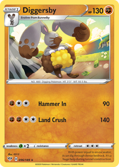 Diggersby #096/189 Rare (Reverse Holofoil) / Darkness Ablaze