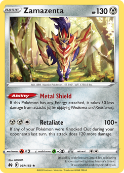 Zamazenta #097/159 Holo Rare (Holofoil) / Crown Zenith
