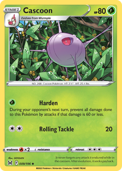 Cascoon #009/196 Uncommon (Reverse Holofoil) / Lost Origin