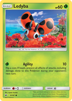 Ledyba #009/147 Common (Reverse Holofoil) / Burning Shadows