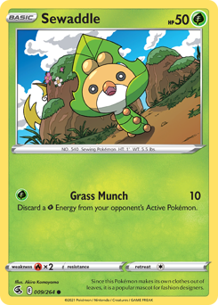 Sewaddle #009/264 Common (Reverse Holofoil) / Fusion Strike