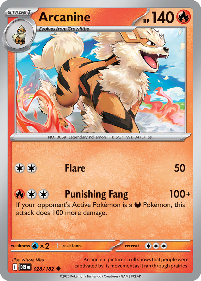 Arcanine #028/182 Uncommon (Reverse Holofoil) / Destined Rivals