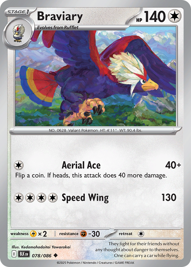 Braviary #078/086 Uncommon (Reverse Holofoil) / Black Bolt