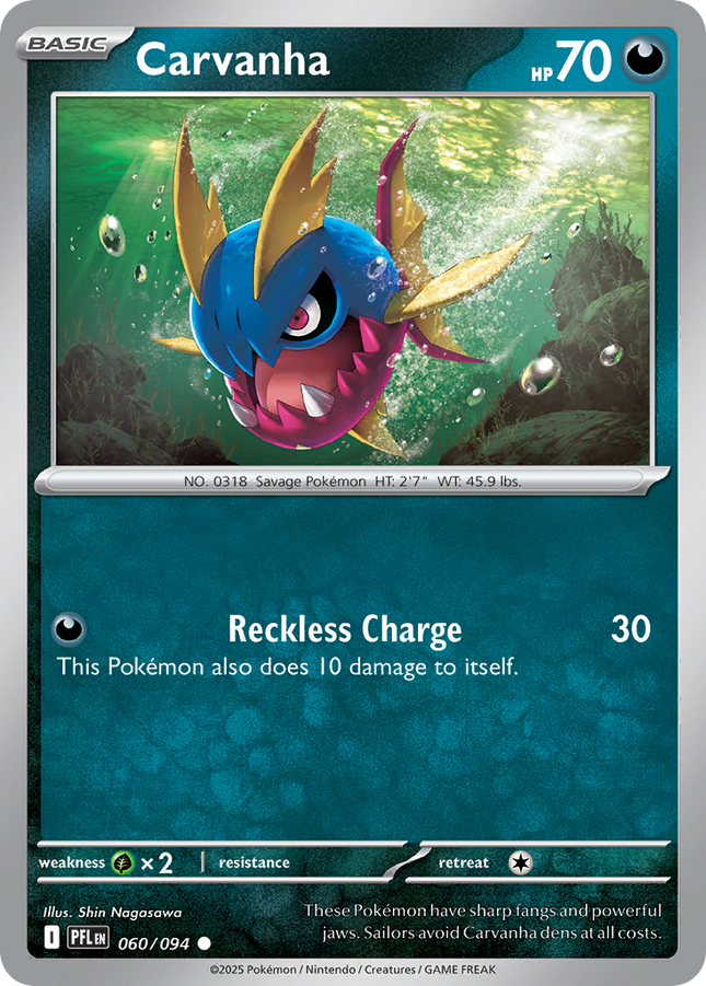 Carvanha #060/094 Common (Reverse Holofoil) / Phantasmal Flames