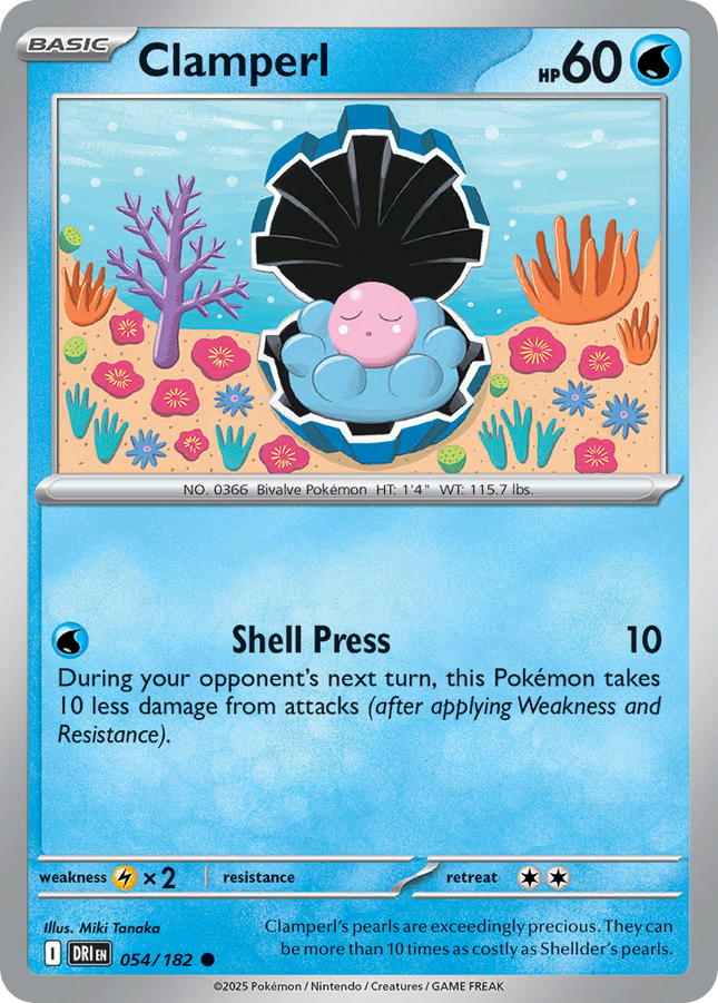 Clamperl #054/182 Common (Reverse Holofoil) / Destined Rivals