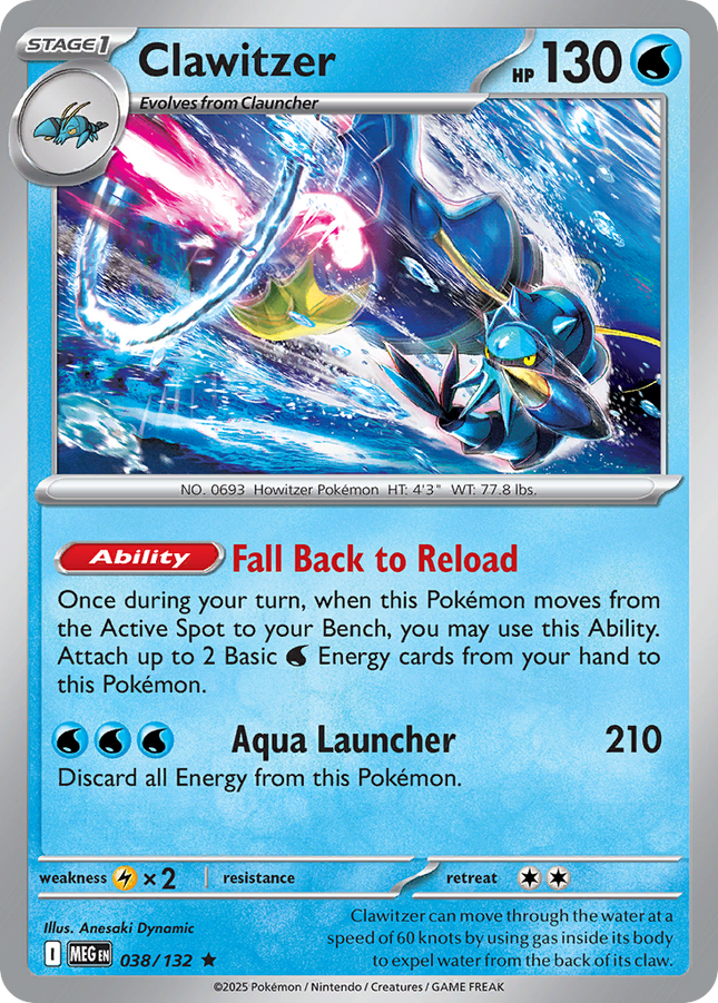 Clawitzer #038/132 Rare (Reverse Holofoil) / Mega Evolution