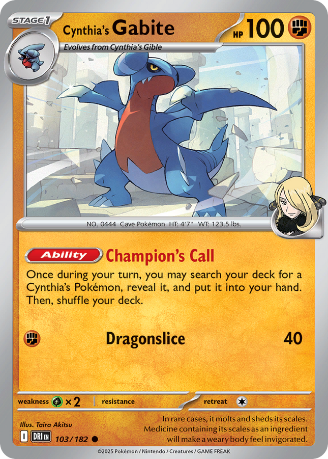 Cynthia's Gabite #103/182 Common (Reverse Holofoil) / Destined Rivals