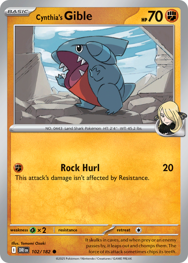 Cynthia's Gible #102/182 Common (Reverse Holofoil) / Destined Rivals