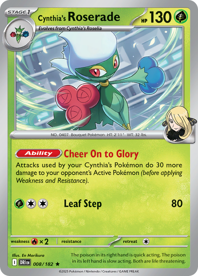 Cynthia's Roserade #008/182 Rare (Holofoil) / Destined Rivals