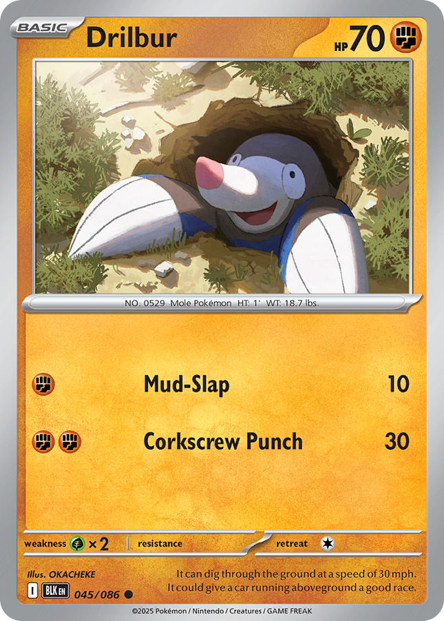 Drilbur #045/086 Common (Poke Ball Pattern) / Black Bolt